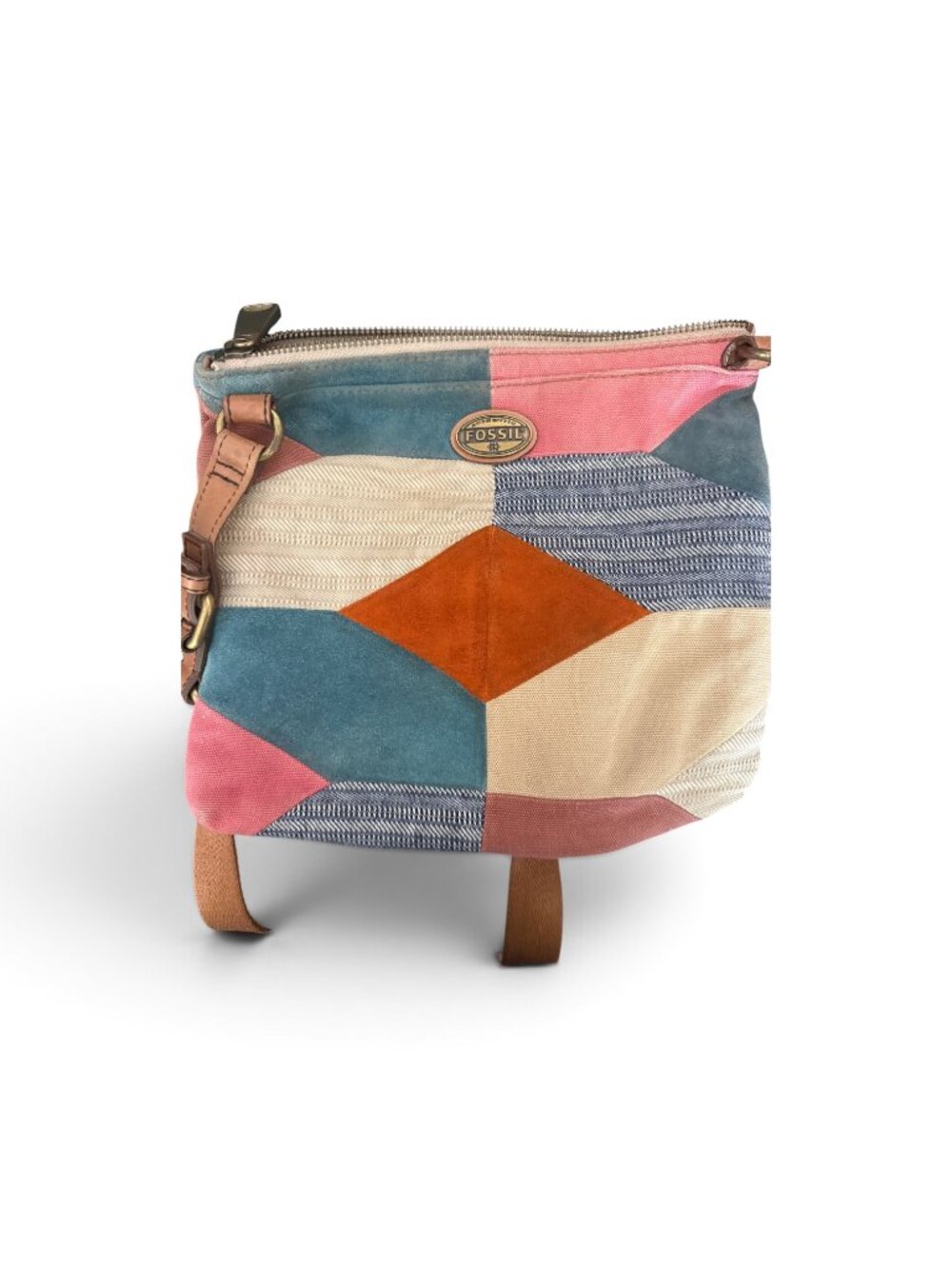 Vintage Fossil Multicolor patchwork crossbody